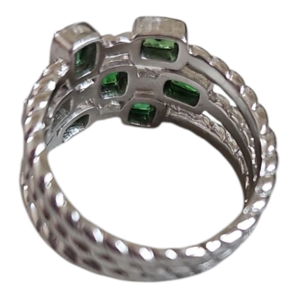 Sterling Silver 925 Green Gemstone Cluster Ring Size 8 - Statement Piece - Picture 3 of 9